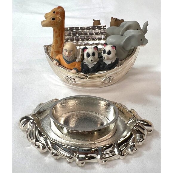 Lenox Noahs Ark Box Silver Plated Figurine With Animals Collectible Decor - Picture 2 of 6